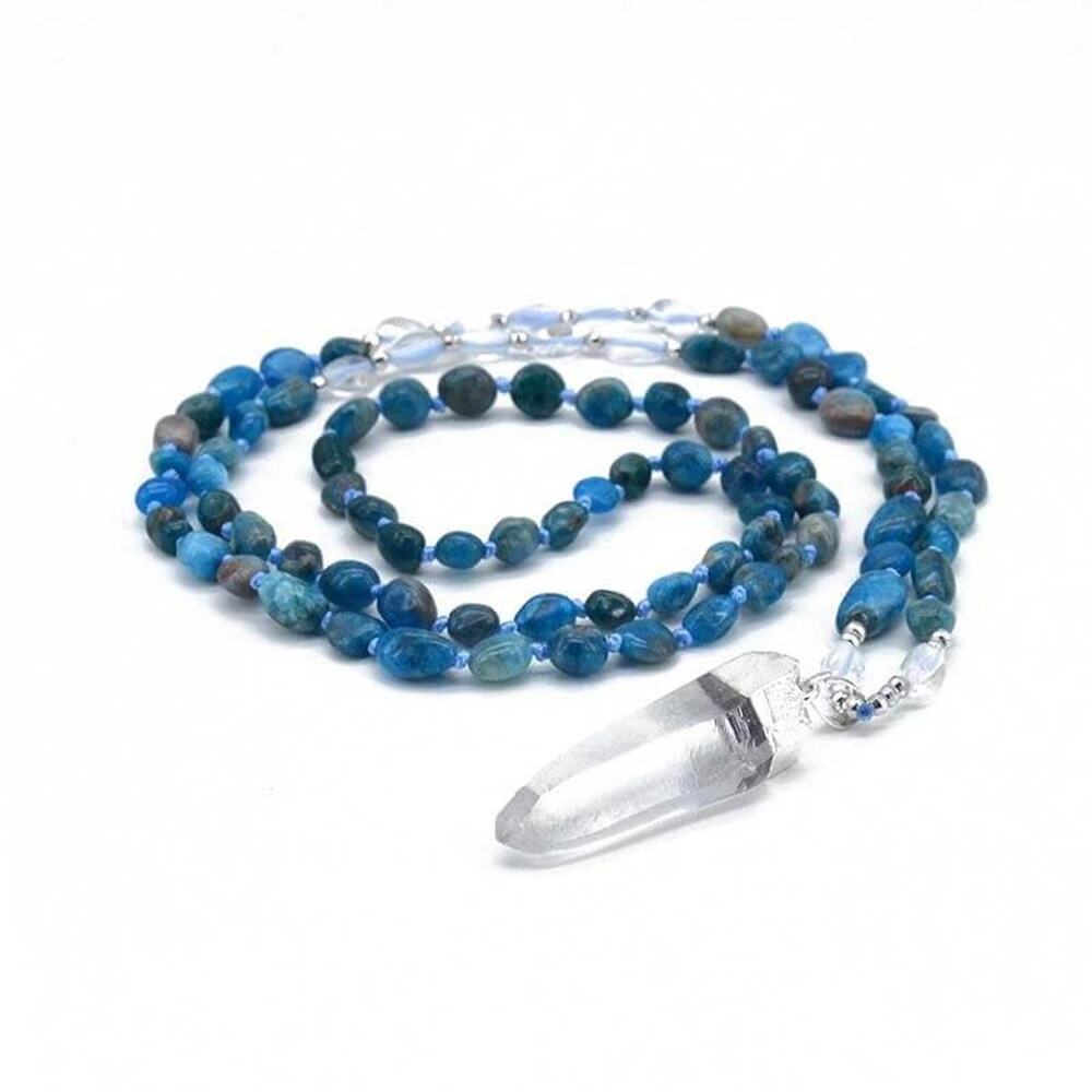 Sterling Silver Blue Aquamarine and Apatite Quartz Necklace